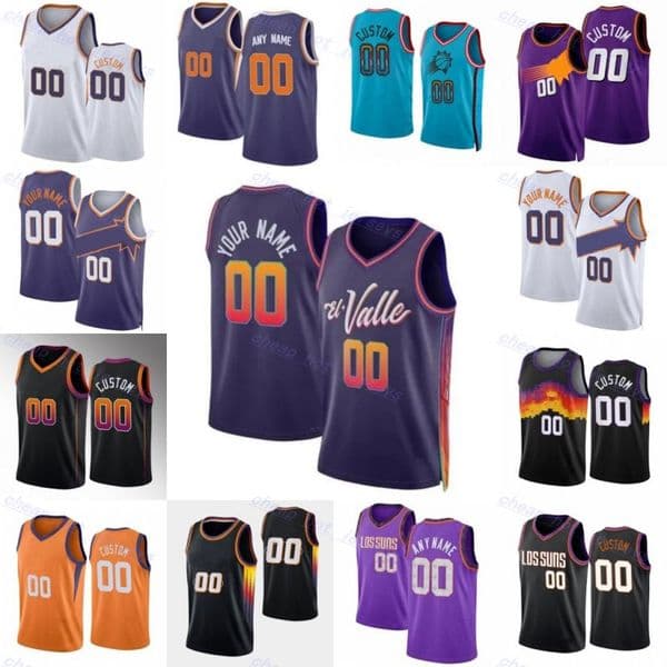 Custom 2023-24 Printed Basketball Devin Booker Jersey 1 Kevin Durant 35 Eric Gordon 23 Bradley Beal 3Yuta Watanabe 18 Goodwin Earned Black White Orange Purple Shorts