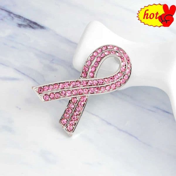 AIDS publicity pink ribbon bright diamond Enamel pin Custom Dark White Brooches Bag Clothes Lapel Pin Badge Weather Jewelry