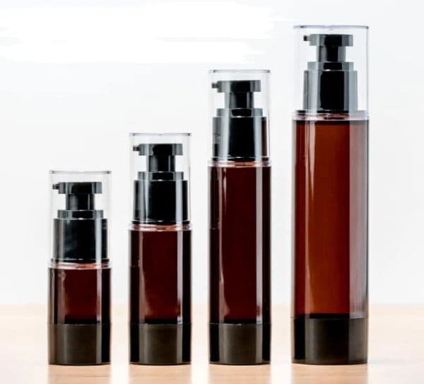 wholesale 15 30 50 100ml Empty Amber Bottle Plastic Travel Pump Containers Airless Lotion Atomizer Dispenser Cosmetic ZZ