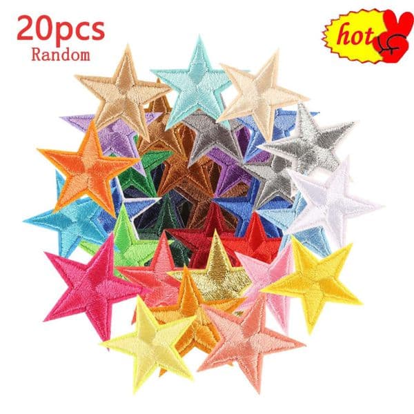2026 20Pcs Five-Pointed Star cologne Patches Lots For Clothing Iron On Random Bulk Thermal Adhesive Embroidery Sew Designer Parches Para perfume Ropa Free Shipp
