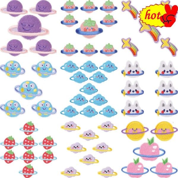 2026 Small cologne Stick On Patches 10 Pcs For Clothing Girls Pack perfume Lot Bulk Kids Boys Animals Star Rainbow Space Sew Designer Embroidery Cute Free Shipp