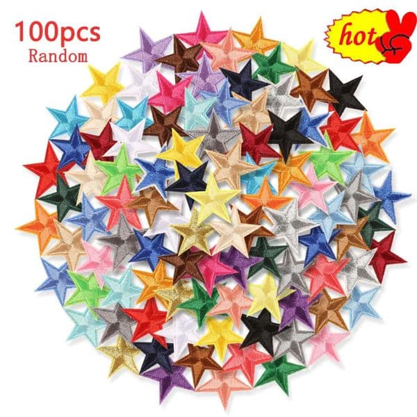 100 Pieces Lot Five-pointed Star Patches for Clothing Kids Iron on Bulk Girls Pack Mix Boys Embroidered Wholesale Small Thermal