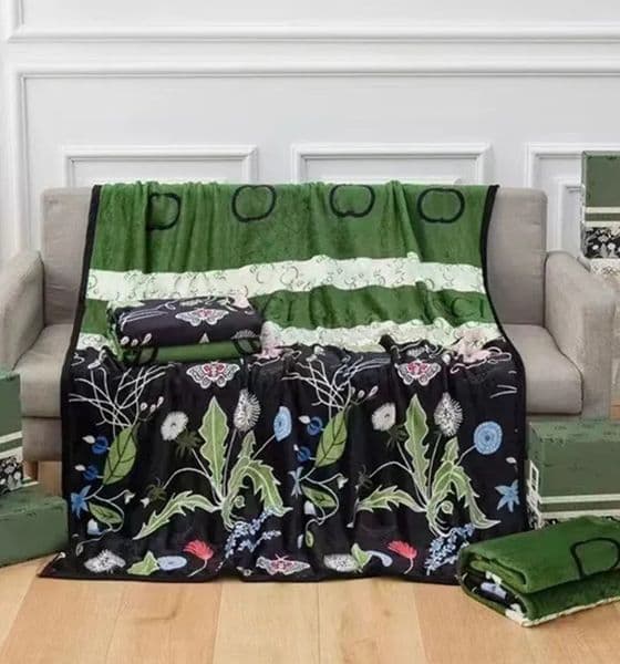 Luxury Designer Blanket Green Dandelion Flower Butterfly Pattern blanket Home Decoration Blanket Warm Air Conditioning Sofa Blanket 150X200cmL2605216DQG