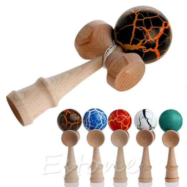 Safety Crack Pattern Toy Bamboo Kendama Wooden Educational Toys Kids Toy 240113