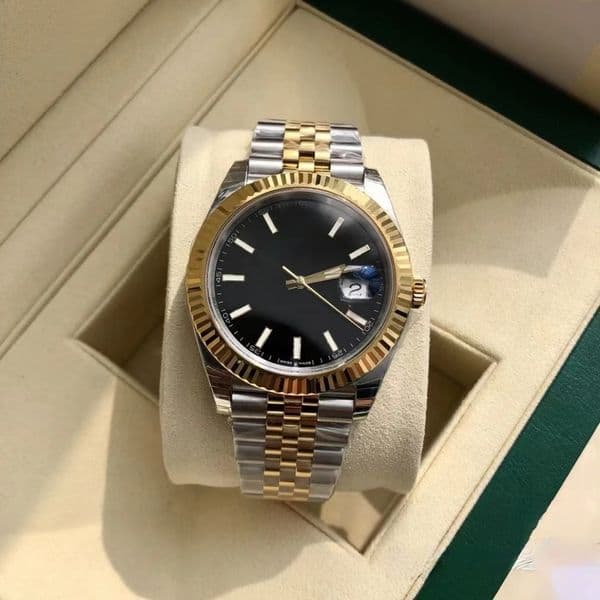 With original box high-quality luxury Watch 41mm Gold black Movement Automatic Mens GD Bracelet Men's Watches 35