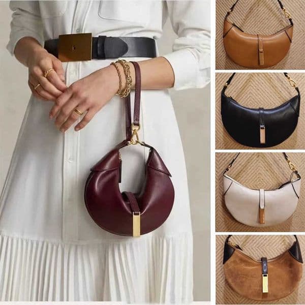PBag Large Designer Mini Crescent Bag Suede Leather Ralph Stitching Coffee Half Moon Bag Clutch Handbags Shoulder Bags Horse Tote 240116