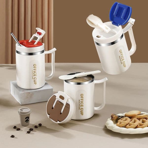 304 Stainless Steel Coffee Cups with Straw Double Wall Insulated Milk Mug Tea Drinks Water Tumbler Heat-Resistant Drinkware 240117