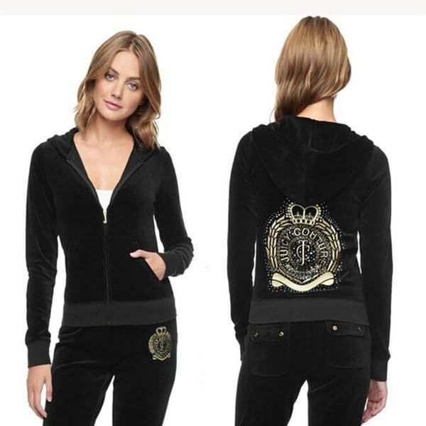Women's Velvet Tracksuit Spring/Fall Juicy Corture Tracksuit Women's Hooded Embroidery Jacket and Pencil Pants Suit Two Piece Set