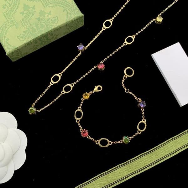 Designer Necklace Chain Bracelet for Women Colored Diamonds Designed Necklace Fashion Gift