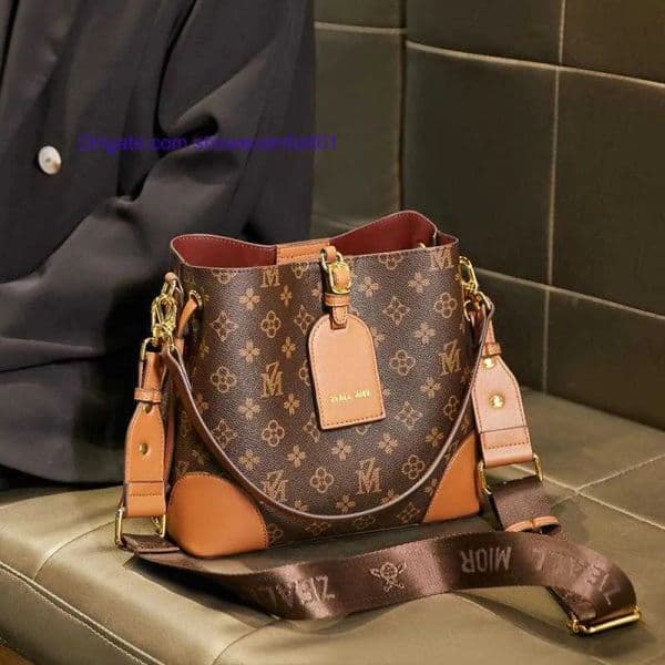 Brand luxury design Vintage bucket bag women's fashion retro style one shoulder crossbody bags printed color handbag
