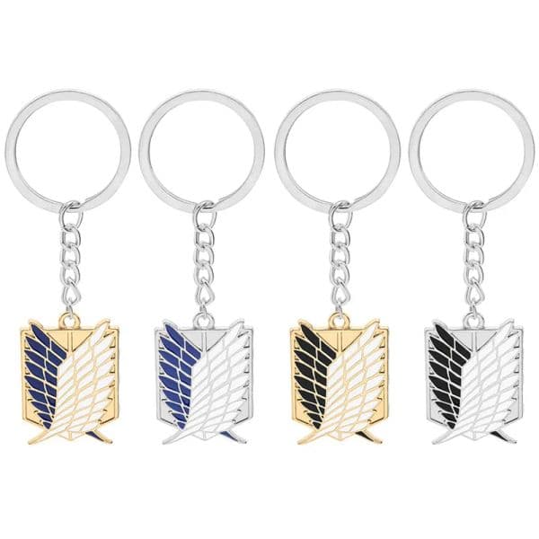 Party Favor Cartoon Keychain Square metal Attacking Giant Investigation Corps Logo Keychains Individually packaged size 2.6cm3.7cm