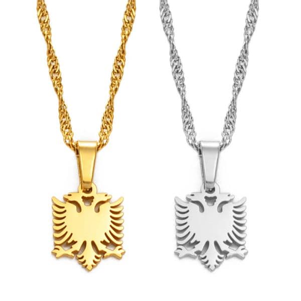 1CM Small Mini Albania Eagle 14k Yellow Gold Pendant Necklaces Golden Color/Sier Color Jewelry Ethnic for Women Girls
