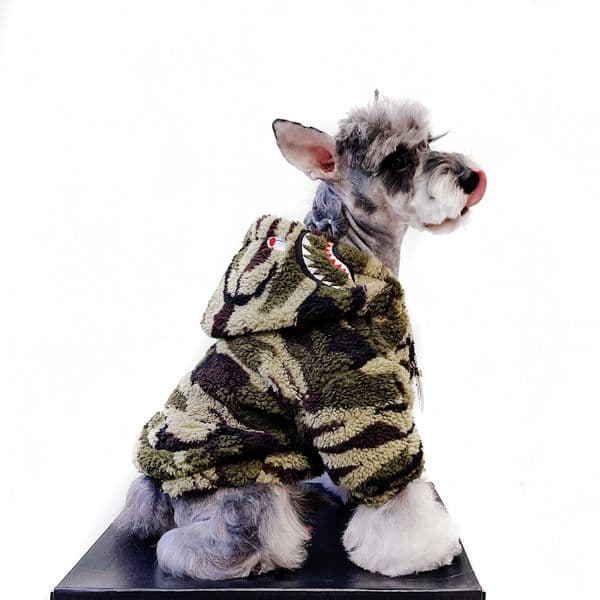 Luxury Designer Clothes dog Winter Apparel Fashionable Camo Hoodie Shark Mouth Dog Coats Cold Weather Soft Warm Fleece Pet cat Jacket For Small Medium Dogs XX