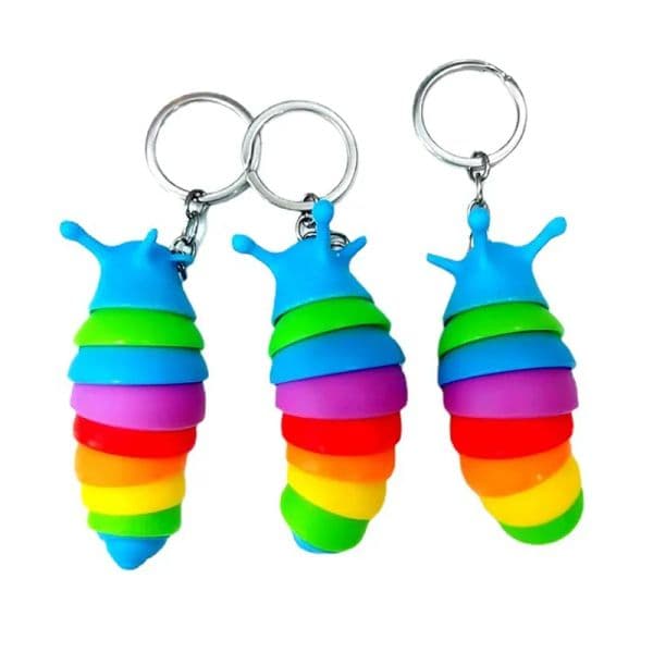 8cm Mini Finger Fidget Toys Slug Snail Caterpillar Keychain Child Adult Stress Reliever Anti Anxiety Squeeze Sensory Funny Party Favor ZZ