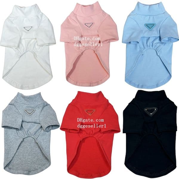 Designer Dog T Shirts Brand Dog Apparel Puppy Pullover Cotton T-Shirt Breathable Hairless Cats Vest Shirts Soft Elastic Pet Bottoming Shir for Small Dogs Black XS A932