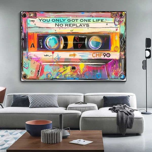 Paintings Graffiti Street Art Canvas Painting Vintage Tape Posters Prints You Only Got One Life No Replays Living Room Pictures