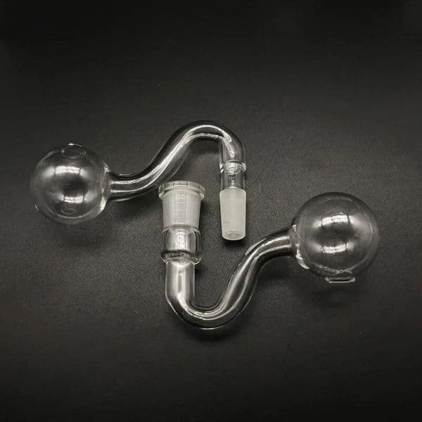 14mm Male Clear Bent Curve Glass Oil Burner Pipe glass smoking hand pipe water pipes bong bubble With 3cm Curved Big Head Bowl