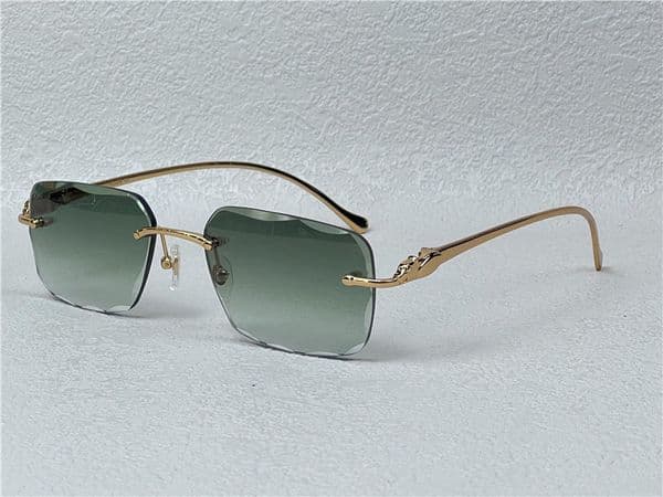 sunglasses vintage 563591 men design frameless cut lenses square shape retro glasses UV400 eyewear gold light color lenses