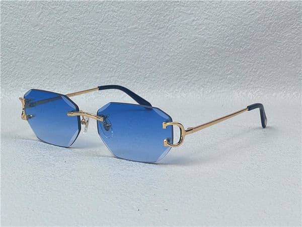 selling vintage sunglasses irregular frameless diamond cut lens glasses retro fashion avant-garde design uv400 light color decorative eyewear 0103