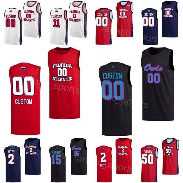University Basketball 50 Vladislav Goldin Jerseys Florida Atlantic FAU Owls College 2 Nicholas Boyd 4 Bryan Greenlee Brandon Weatherspoon Johnell Davis Martin