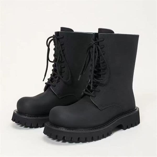 Men's Big Toe Designer Boot Lace-up High-top Man Boot Non-slip Waterproof Male Black Boot