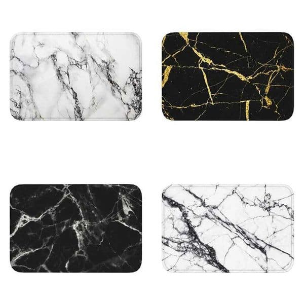 Luxury Designer Decor Smoke Black Marble Door Mat Floor Anti Slip Abstract room Texture Bathroom Kitchen Carpet Garage 40 * 60Cm Living Room