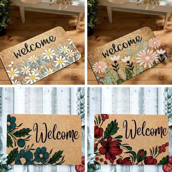 2026 New Flower And Letter Graphic Mats Welcome Entry Non Slip Kitchen Bathroom Floor Washable Carpet For Home Bedroom Decoration Free Shipp
