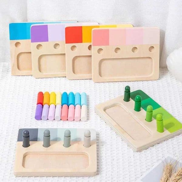 Wooden Montessori Toy Color Sense System Training Wood Insert Board 24 Color Childrens Color Cognitive Matching Educational Toy Y240801