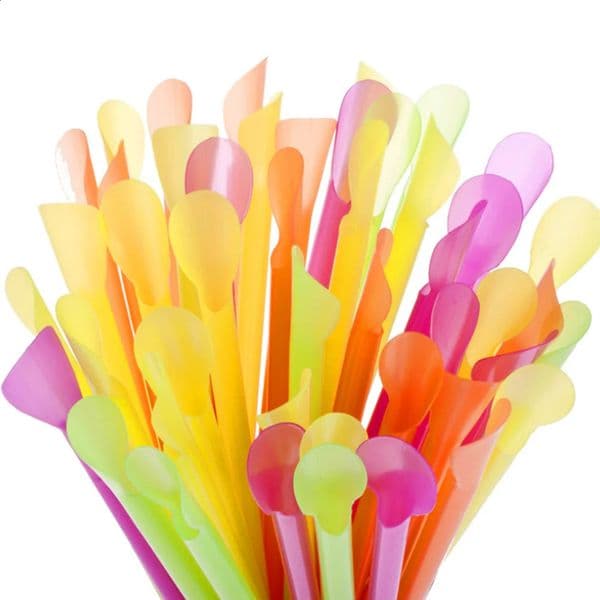 300 disposable spoons straw childrens skewers beverages straws snow cones plastic mixers desserts 240801