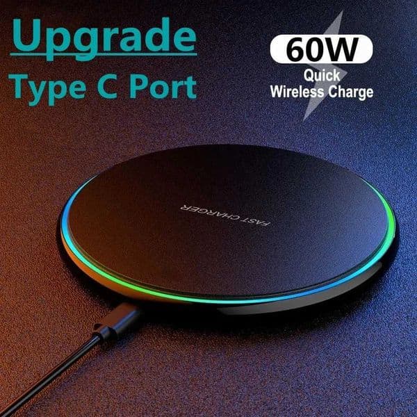 60W Fast Wireless Charger Pad for iPhone 14 13 12 15 Pro Max Samsung Galaxy S22 S21 S23 S10 S9 Wireless Charging StationM240731