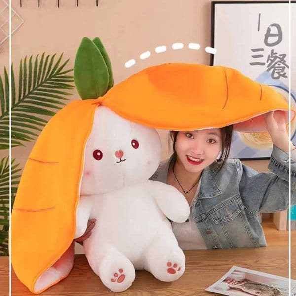 18/70cm Creative Cute Doll Carrot Rabbit Plush Toy Soft Stuffed Bunny Hiding In Strawberry Bag Toys Children Girls Birthday GiftM240801
