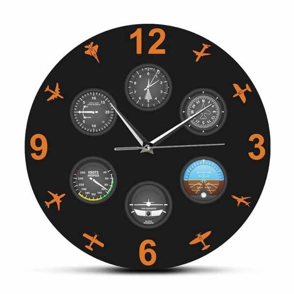 Aviation Modern Design Printed Wall Clock Flight Instrument with Military Aircrafts Silent Timepiece ot WahM240731 Y260516