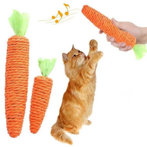 Cat Toys Simulation Carrot Sounding Pet Toys For Kitten Dogs Sisal Teeth Grinding Squeak Interactive Cat Chew Toy Pet SuppliesXJ240801