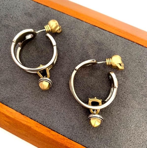 New style Dangle Earring Skeleton crown 18K Gold plating ladies Black Diamonds Skull Pendant Earrings Ear Studs pearl ear cuffs Designer Jewelry Gift MC20-00892