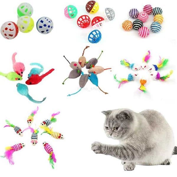 5/10/15pcs Cat Toy Soft Fleece Mouse Cat Toys Funny Playing Toys For Cats With Colorful Feather Plush Mini Mouse Toys Pet SupplyXJ240801