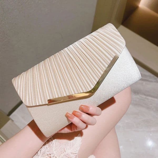 Elegant pleated envelope clutch classic dinner clutch wallet wedding ball formal banquet handbag 240731