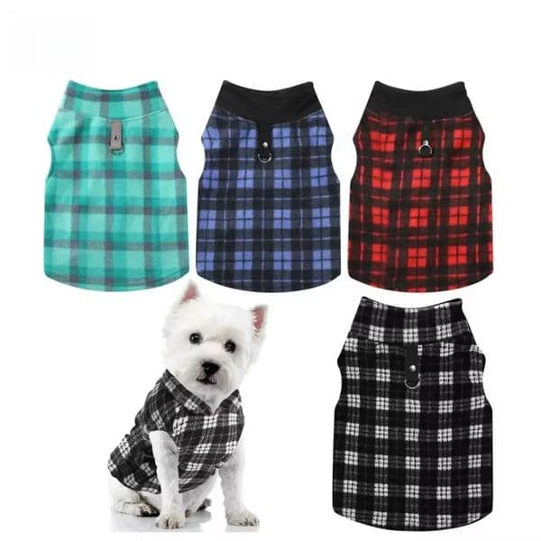 Fleece Dog Warm Jacket Waterproof Coat Winter Clothes Pet Outdoor Dog Sweaters Dog Cold Weather Jackets Windproof Dog Clothes Plaid Puffer Coat CH284