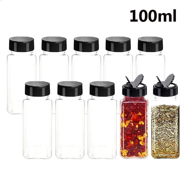 1/4/8/10Pcs Jars For Spices Salt And Pepper Shaker Seasoning Jar Spice Organizer Plastic Barbecue Condiment Kitchen Gadget Tool 240801