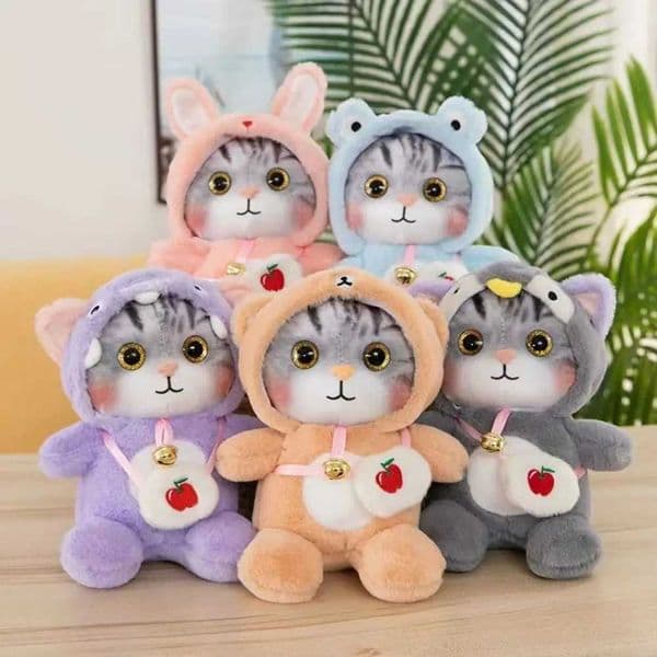 25cm Plush Kawaii Stuffed Animals Cartoon Cat Doll Cute Mmorning Soft Toy with Bell Toys Gift