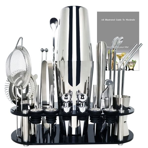 13-22Pcs 750ml 600ml Boston Cocktail Shaker Bar Tools Wine Mixer Set Bartender Cocktail Shaker Tool Kit with Holder 240731