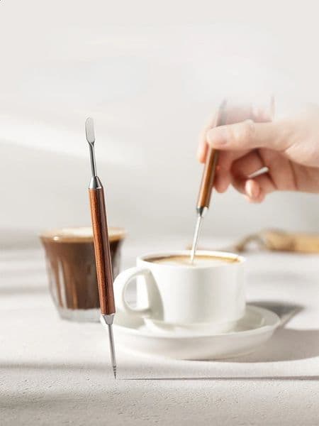 Wire drawing needle installation coffee art needle artwork stainless steel pen fancy professional hook flower needle pear wood carving needle 240801