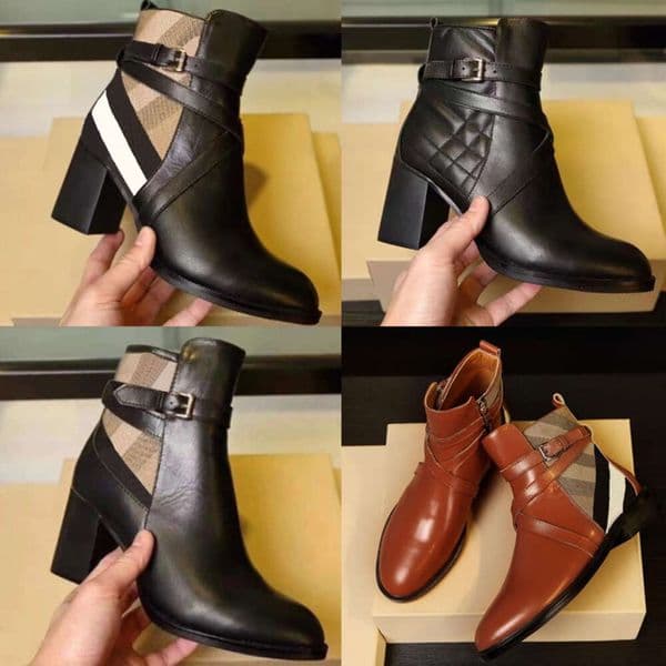 designer women boots check ankle boots martin boots winter boots leather womens boots fashion boots black boots lace up side zipper 7cm with box 633