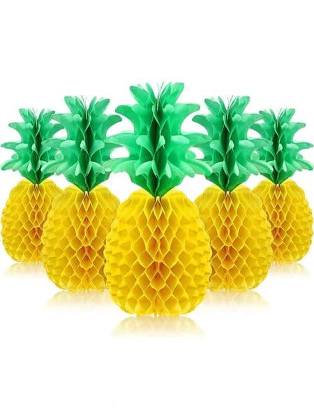 1PC Pineapple Honeycomb Centerpieces Tissue Paper Pineapple Table Hanging Decorations for Tropical Luau Hawaiian Jungle Party Y240801