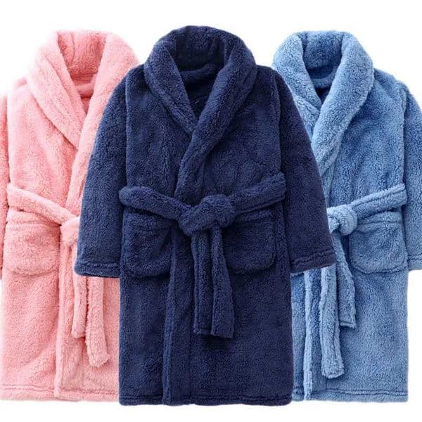 Winter thick bath towel suitable for children girls flannel warm night lights teenagers boys shower clothes solid color evening dresses baby dressesW240727