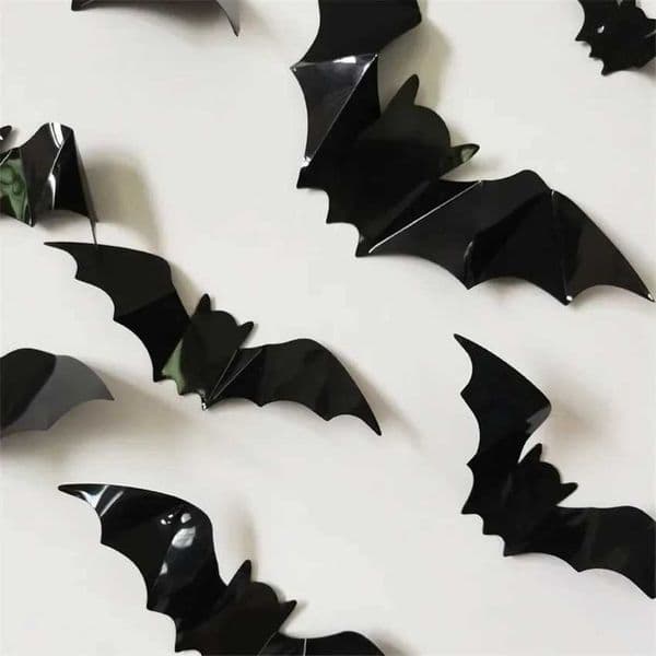 16pcs Halloween 3D black bat Wall Stickers Halloween party DIY decorative wall Decal Halloween horror Bats Removable stickers Y240801