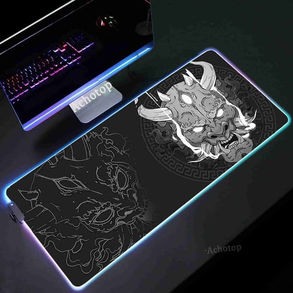 Large RGB Mousepad XXL 900x400 Oni LED Luminous Mousemat Computer Keyboard Deskmat Gamer Game Mouse Pad Desk Extended Mouse MatsM240802