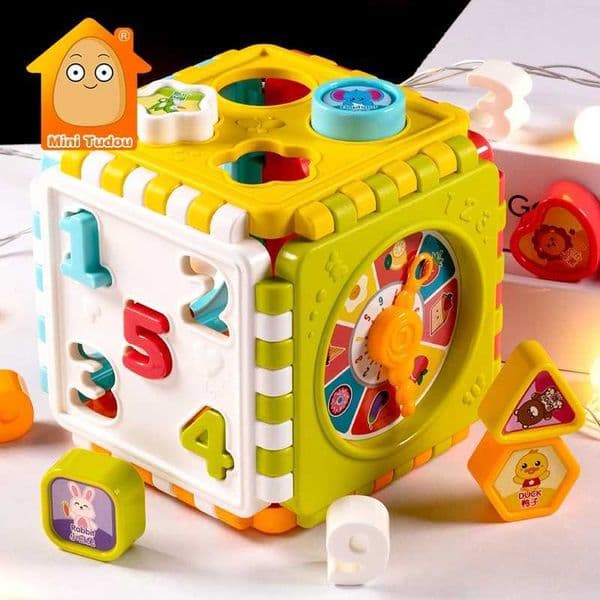 Magnet Toy Montessori Game Baby Activity Cube Shape Match Sorter Box toy for 3 year old Color Number Clock Math Kit Educational Interactive Toys For Kids Gift