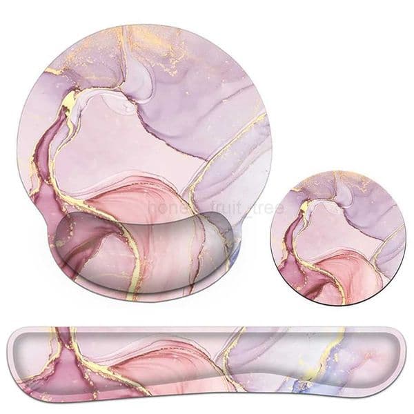 Marble Ergonomic Keyboard Pad Memory Foam Mouse Pad Wrist Rest Non-Slip Coaster Rubber Base Easy TypingM240802