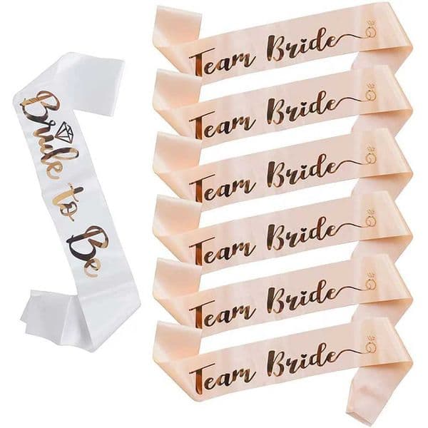 1Set Rose Gold Team Bride To Be Satin Sash for Bachelorette Party Decoration Girl Hen Party Wedding Bridal Shower Decor Supplies Y240801
