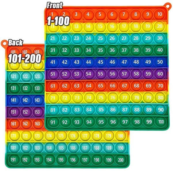 1-200 Numbers Counting Math Fidget Pop Toys Rainbow Silicone Push Bubble Educational Math Games Toys for Preschool Kids Y240801